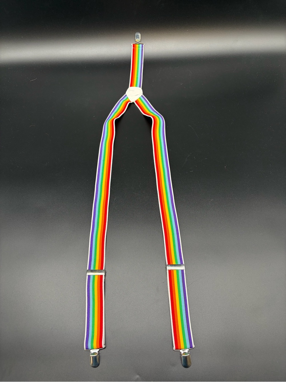 Men's Rainbow Stripe Suspenders - Multicolor Elastic Braces